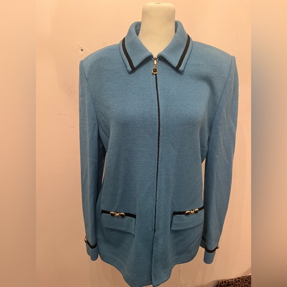 St. John Collection Jackets & Blazers - St. John Collection Zip Jacket Blue Size 8 Vintage